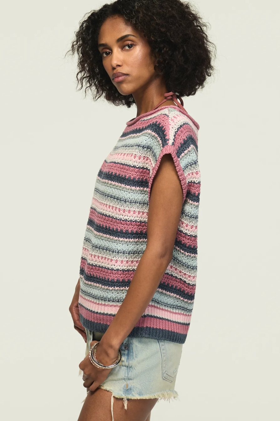 STRIPED BOHO SWEATER VEST, image 4