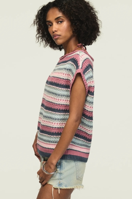 STRIPED BOHO SWEATER VEST, image 4