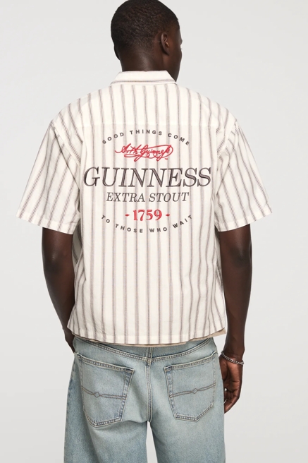 GUINNESS STRIPED SHORT SLEEVE BUTTON DOWN SHIRT, image 1