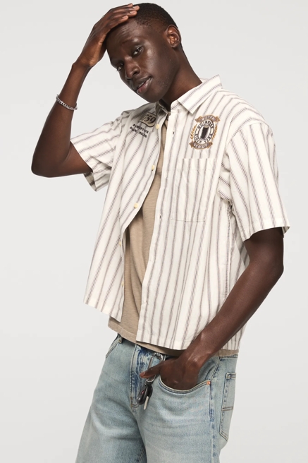 GUINNESS STRIPED SHORT SLEEVE BUTTON DOWN SHIRT, image 3