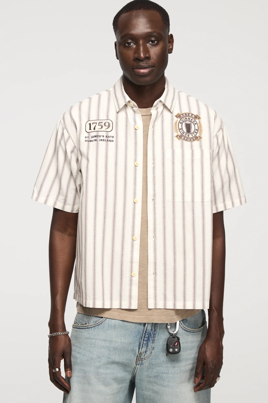 GUINNESS STRIPED SHORT SLEEVE BUTTON DOWN SHIRT, image 4
