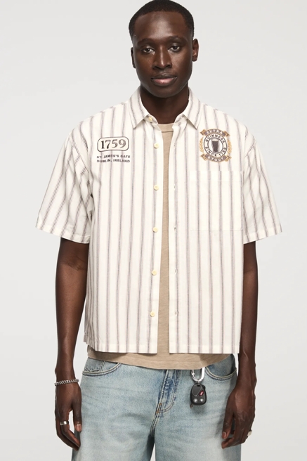 GUINNESS STRIPED SHORT SLEEVE BUTTON DOWN SHIRT, image 4