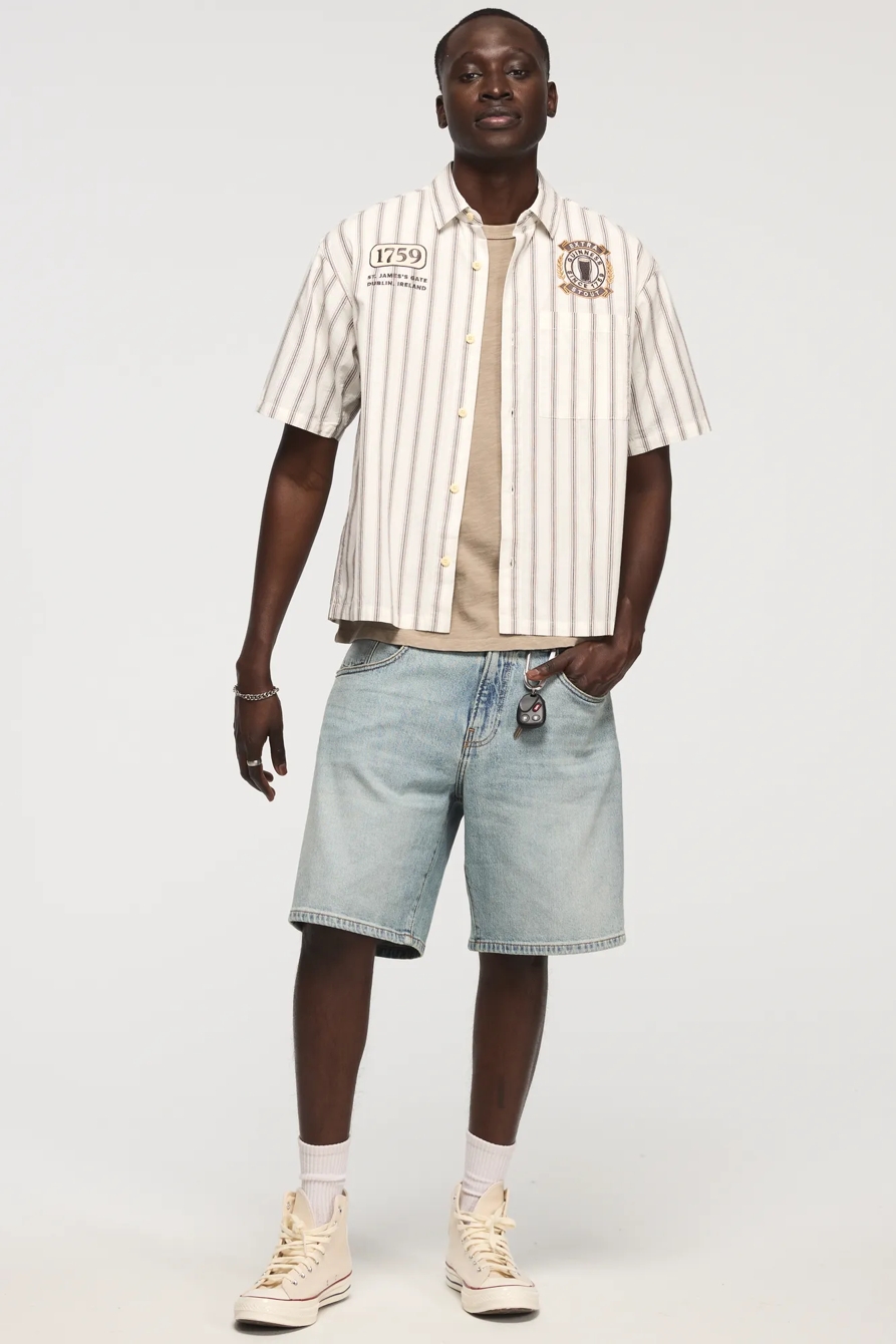 GUINNESS STRIPED SHORT SLEEVE BUTTON DOWN SHIRT, image 5
