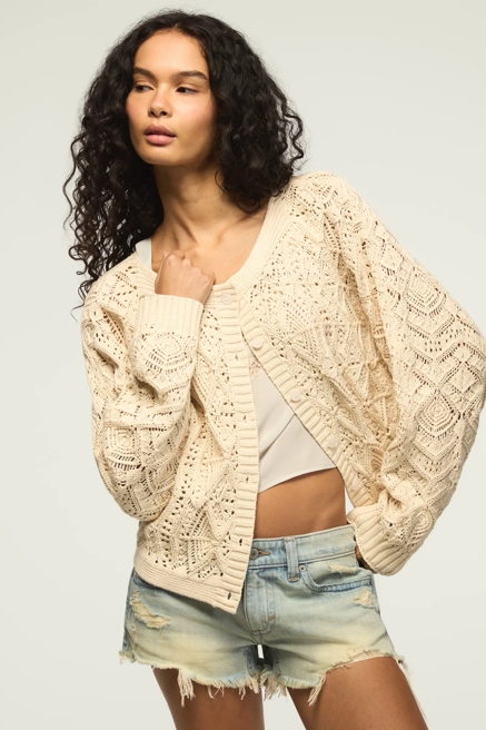 OPEN STITCH CARDIGAN SWEATER, image 1