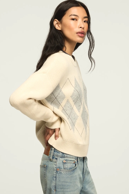 ARGYLE SEQUIN CREW SWEATER, image 4