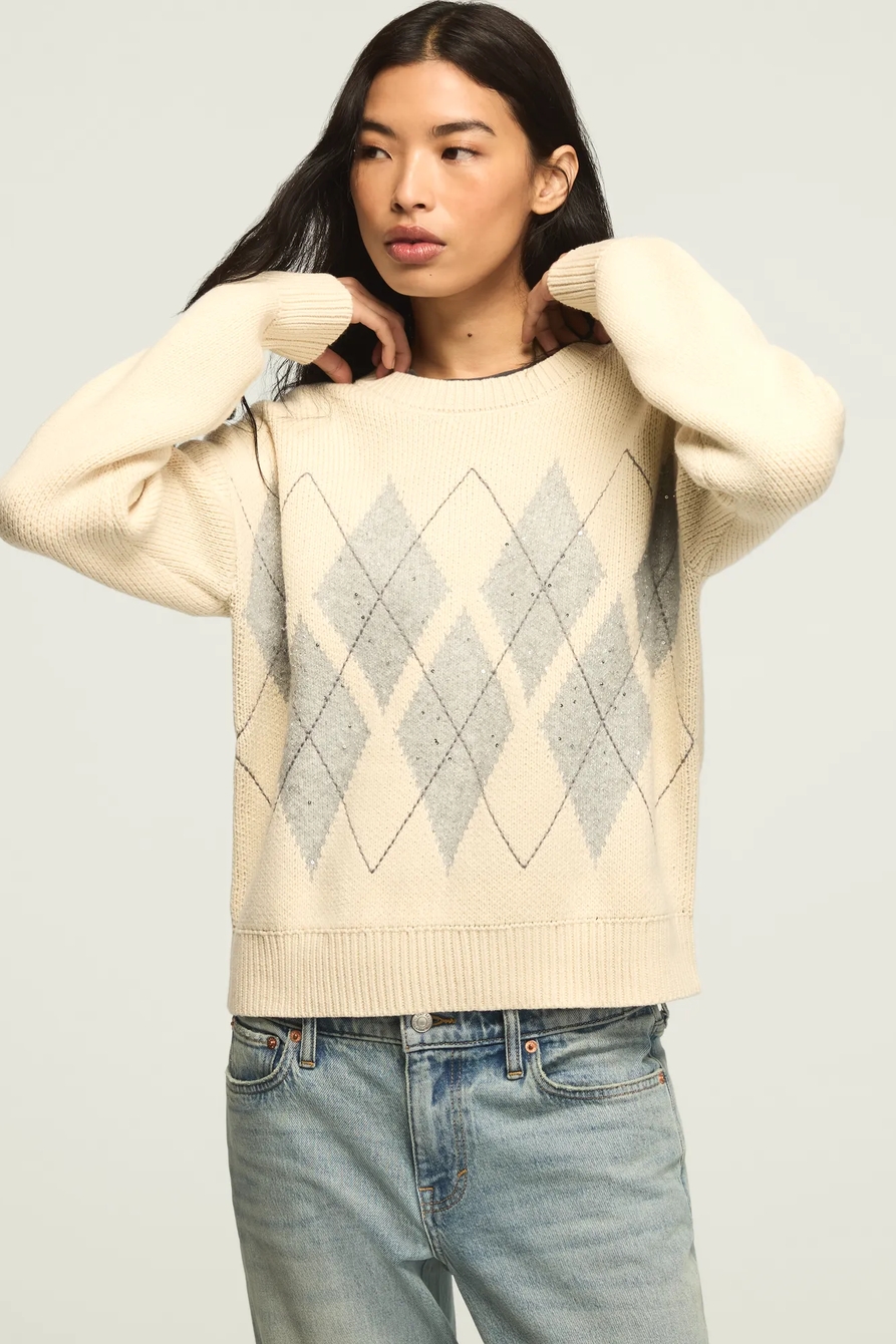 ARGYLE SEQUIN CREW SWEATER, image 5