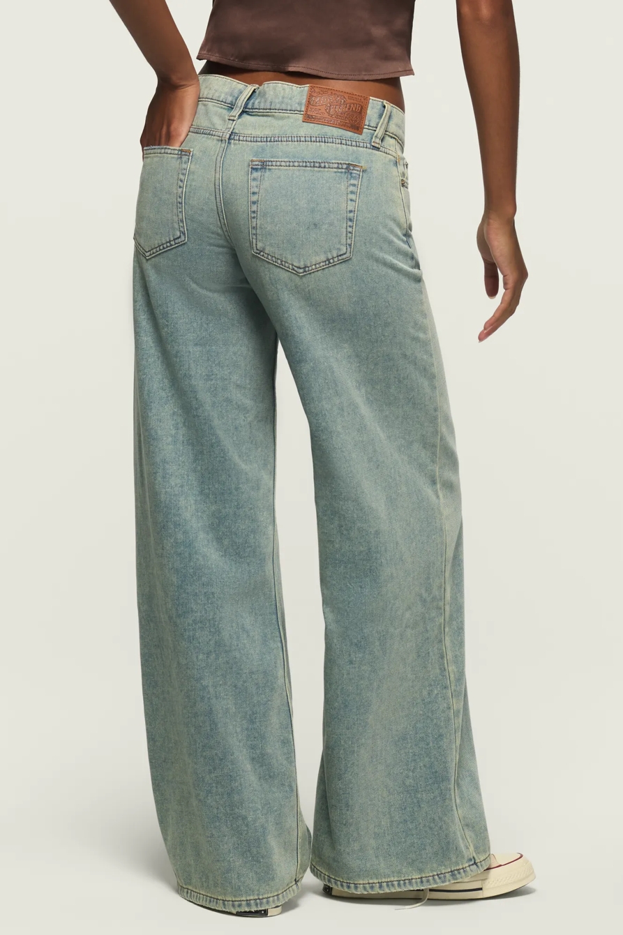 VELVET DENIM LUXE SUPER LOW RISE ULTRA WIDE LEG, image 4