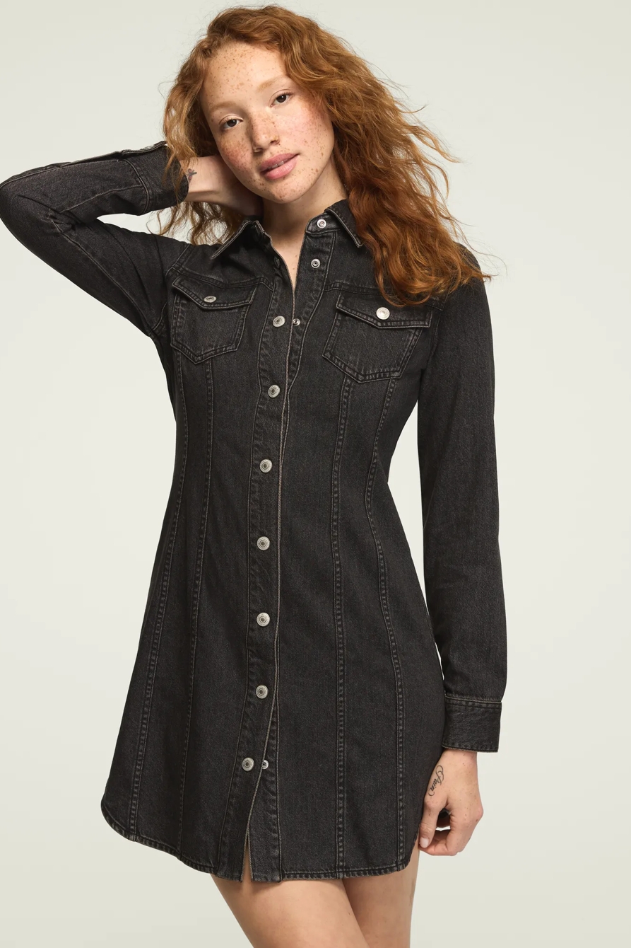 DENIM FITTED SHIRT DRESS, image 2