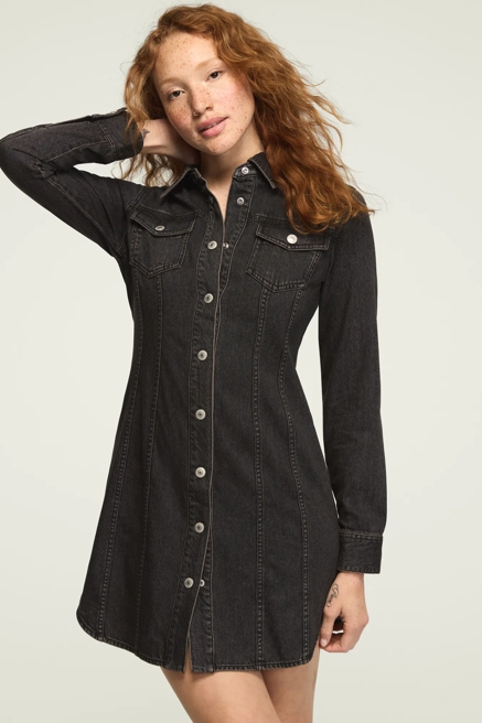 DENIM FITTED SHIRT DRESS, image 2