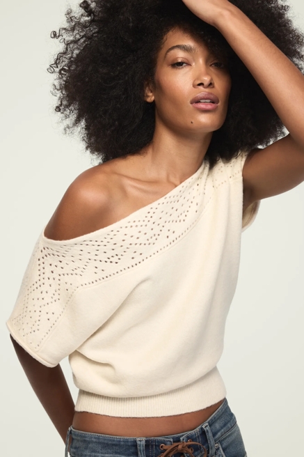 CHENILLE BOAT NECK SWEATER TEE, image 2