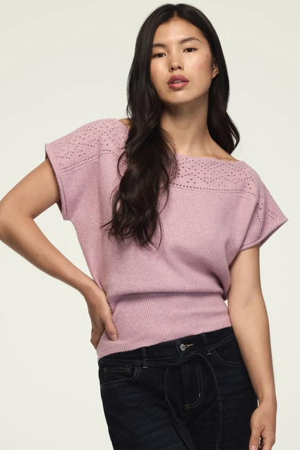 CHENILLE BOAT NECK SWEATER TEE, image 1