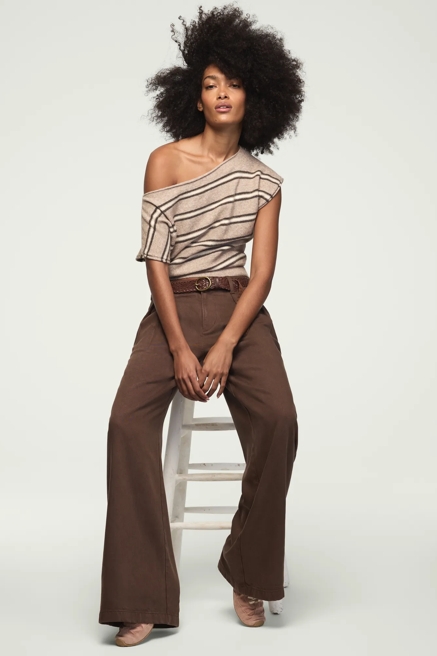 STRIPED BOAT NECK SWEATER TEE, image 2