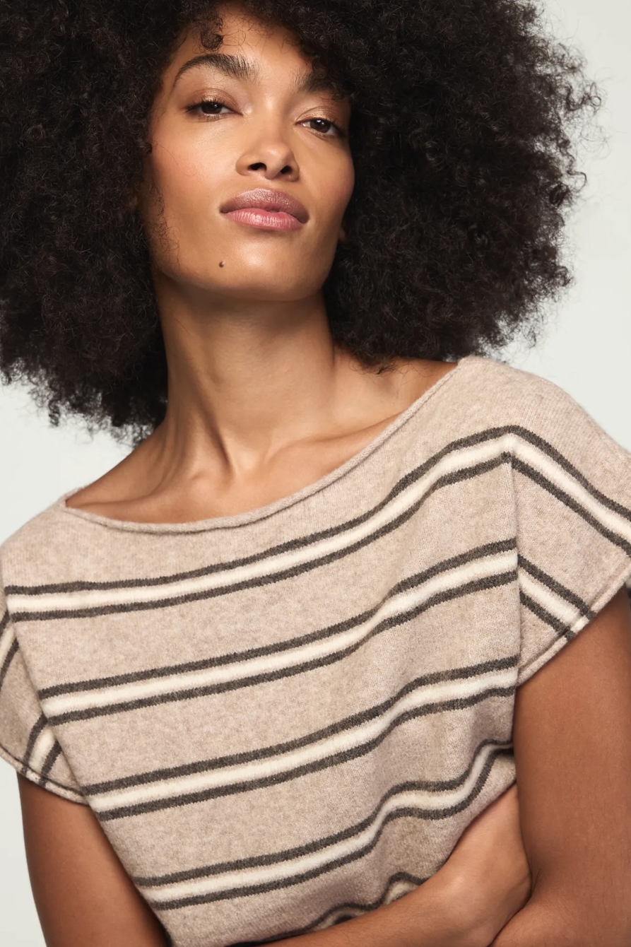 STRIPED BOAT NECK SWEATER TEE, image 5