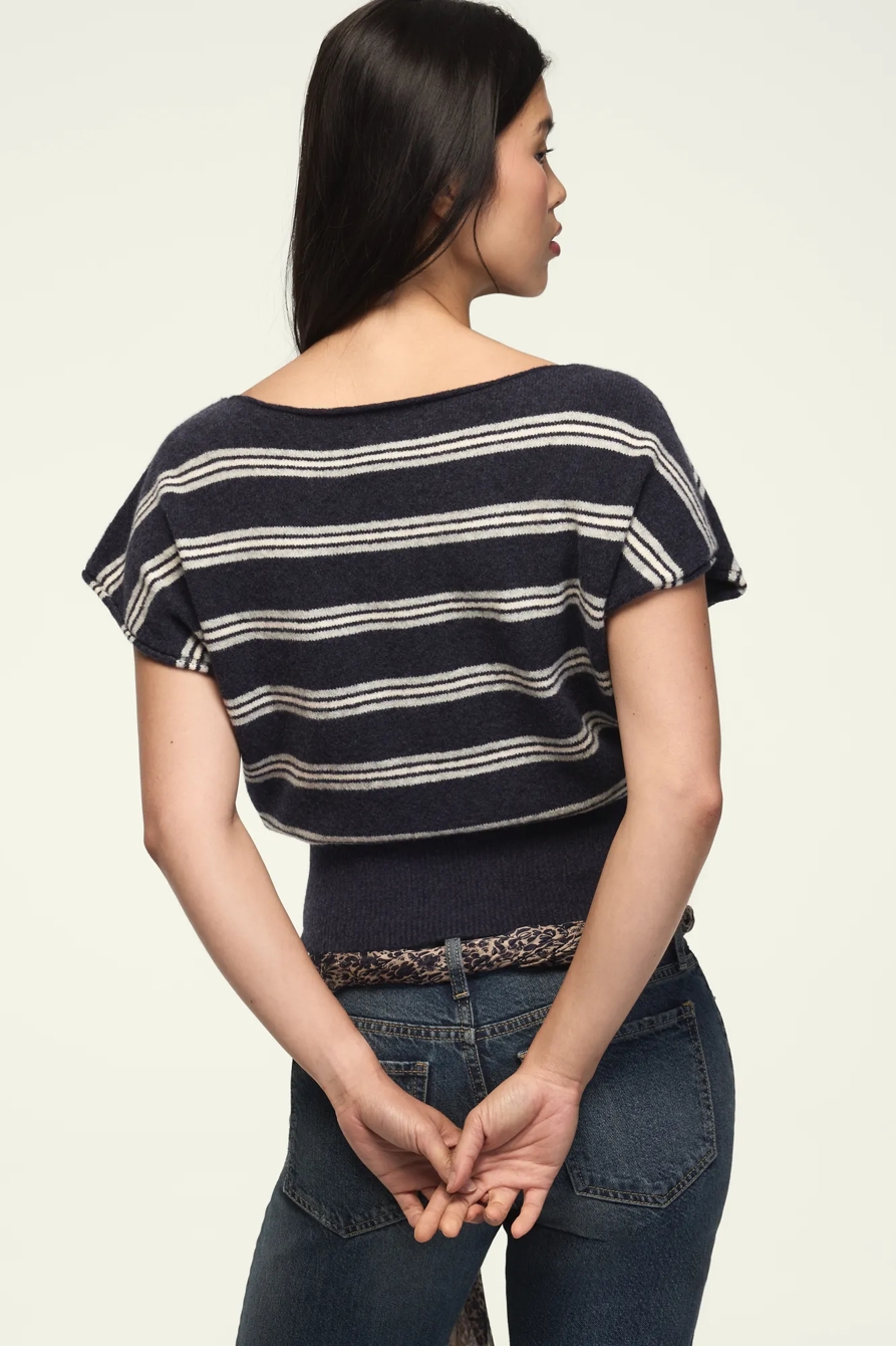 STRIPED BOAT NECK SWEATER TEE, image 3