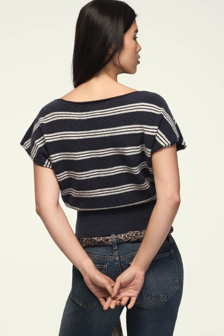 STRIPED BOAT NECK SWEATER TEE, image 3