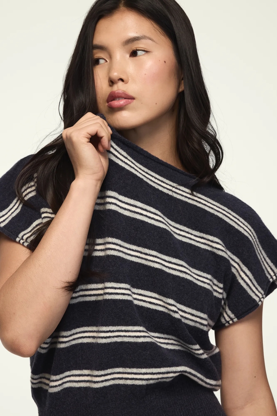 STRIPED BOAT NECK SWEATER TEE, image 5
