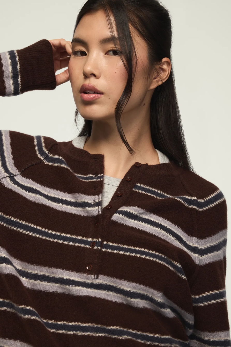 CLOUD SOFT STRIPED HENLEY SWEATER, image 5