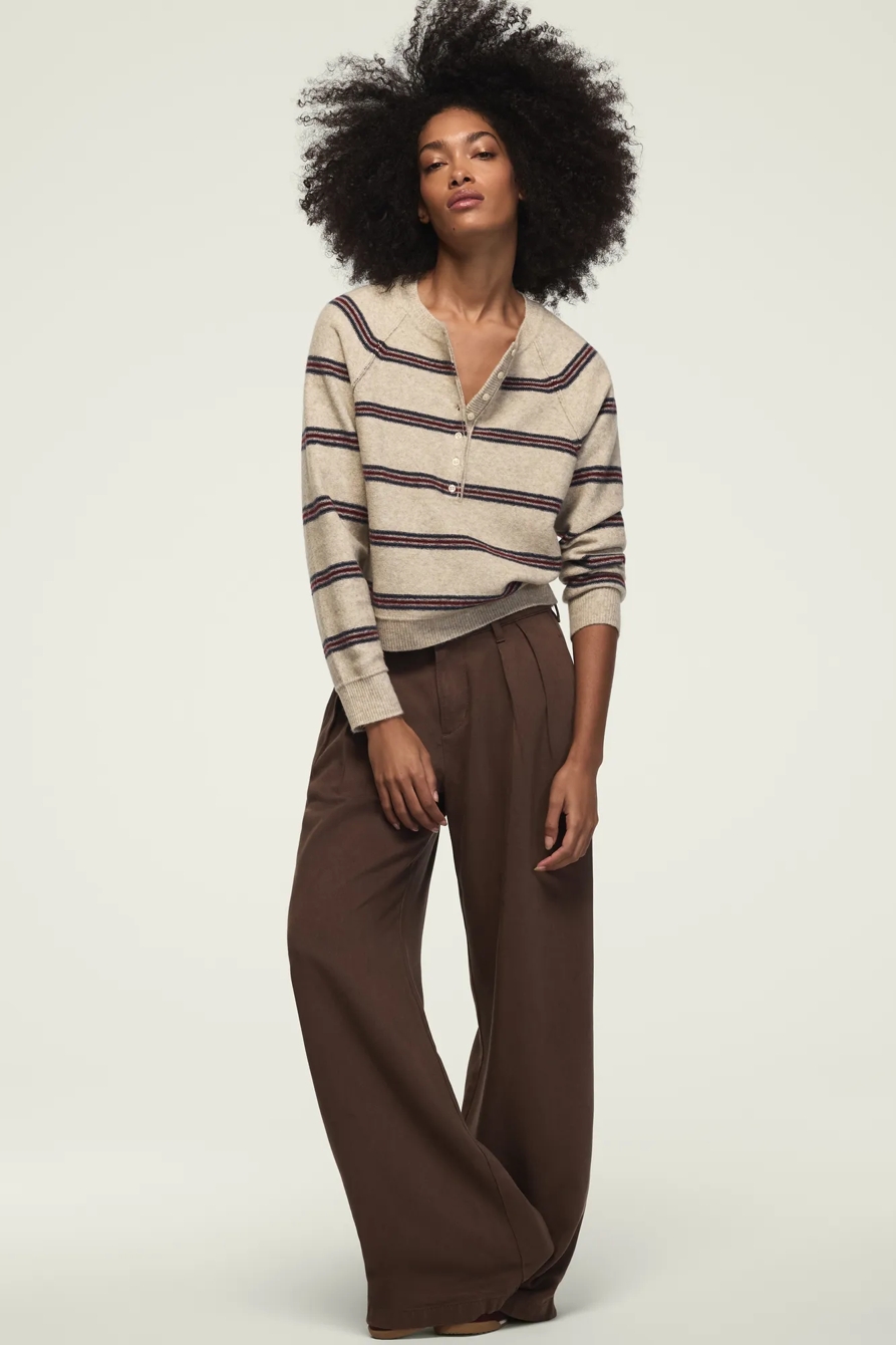 CLOUD SOFT STRIPED HENLEY SWEATER, image 2