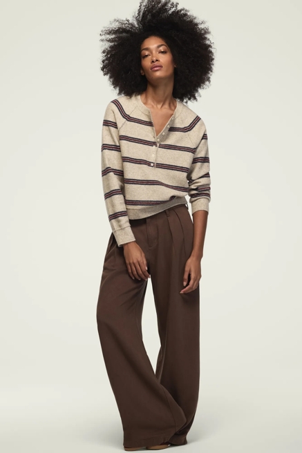 CLOUD SOFT STRIPED HENLEY SWEATER, image 2