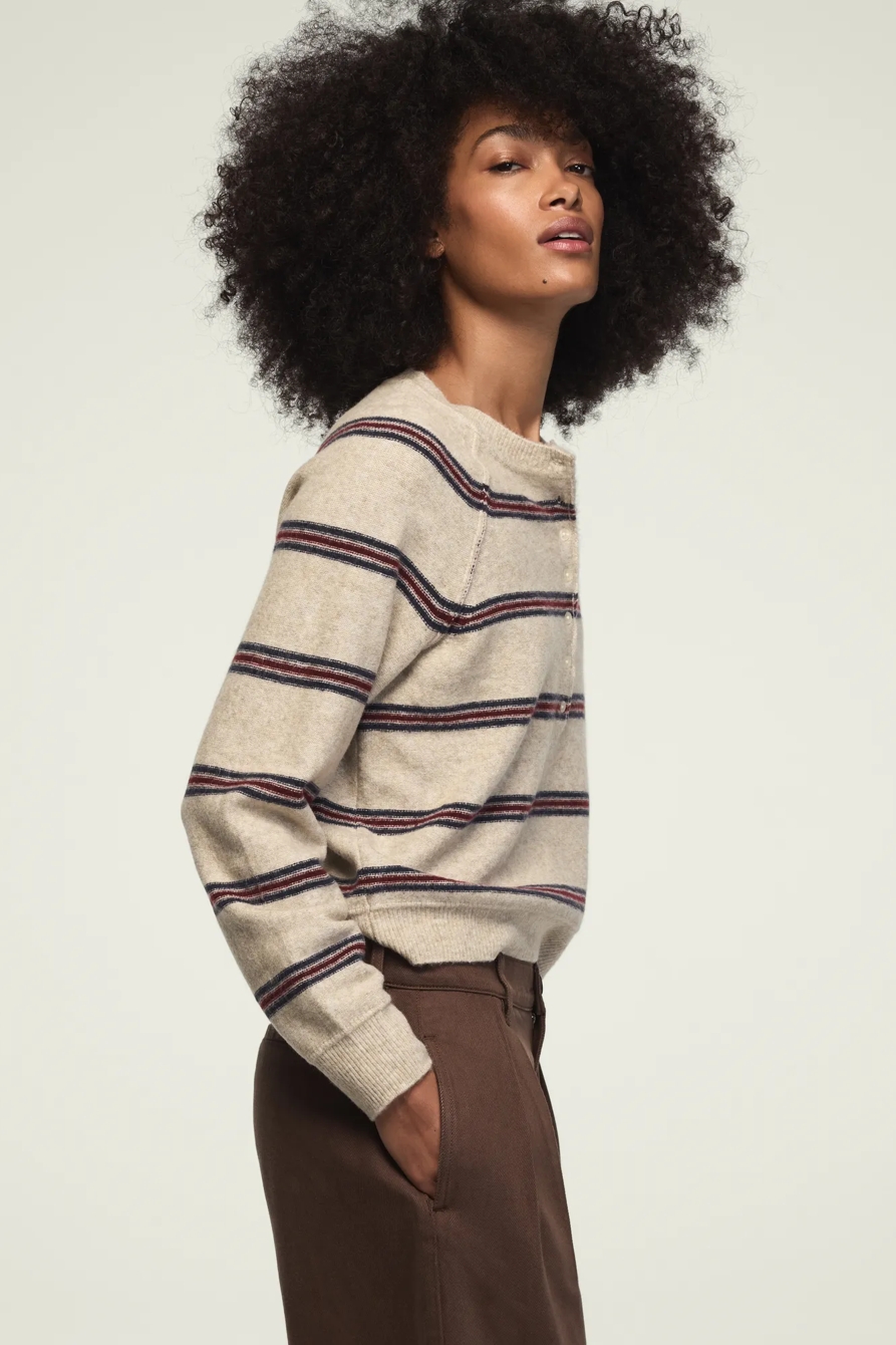 CLOUD SOFT STRIPED HENLEY SWEATER, image 4