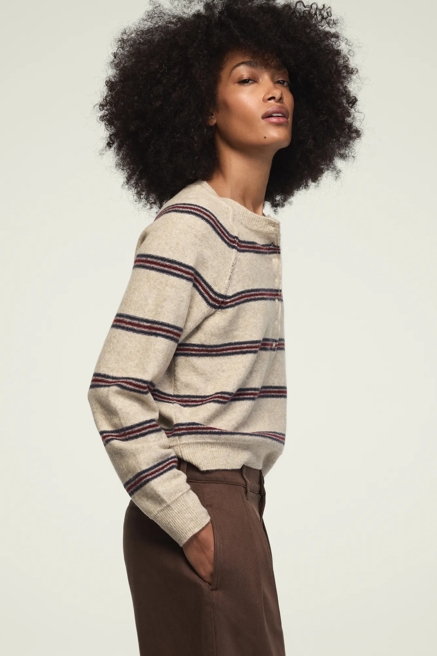 CLOUD SOFT STRIPED HENLEY SWEATER, image 4