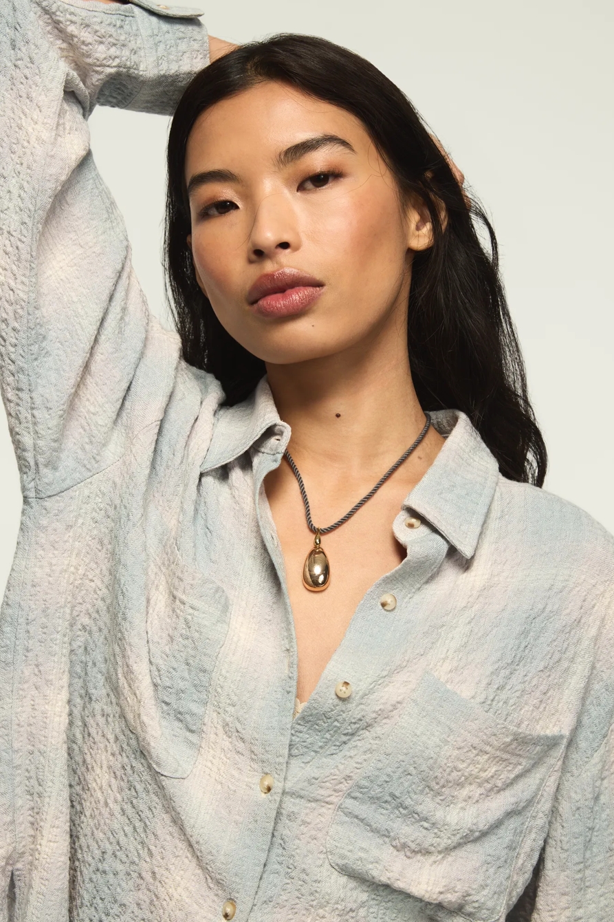CROPPED PLAID DRAPEY SHIRT, image 2