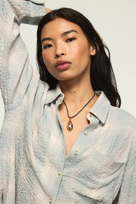 CROPPED PLAID DRAPEY SHIRT, image 2