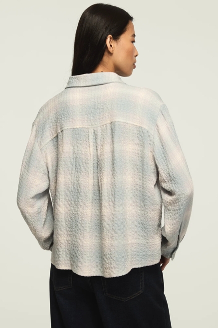 CROPPED PLAID DRAPEY SHIRT, image 3