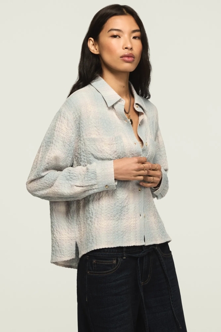 CROPPED PLAID DRAPEY SHIRT, image 4