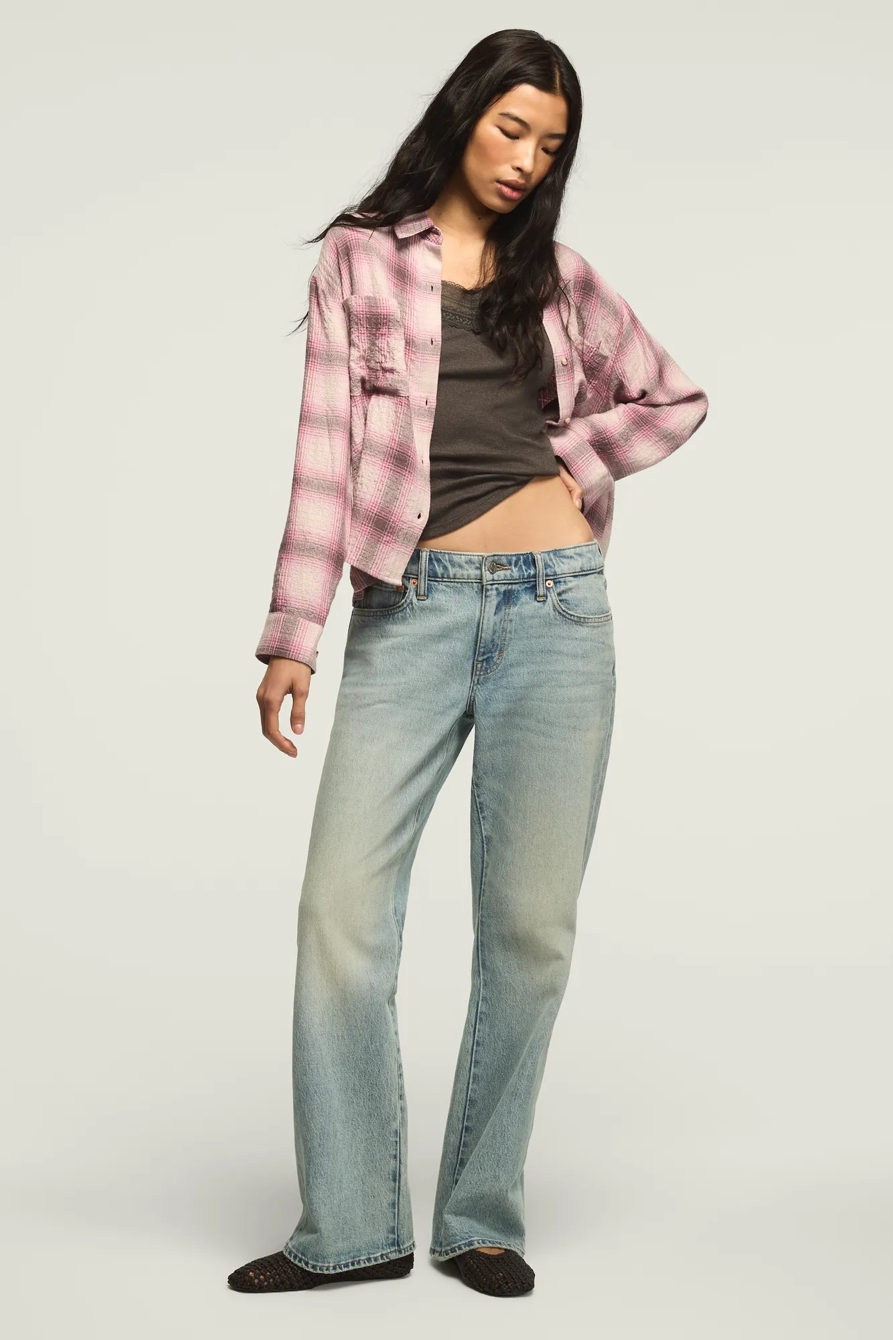 CROPPED PLAID DRAPEY SHIRT, image 2