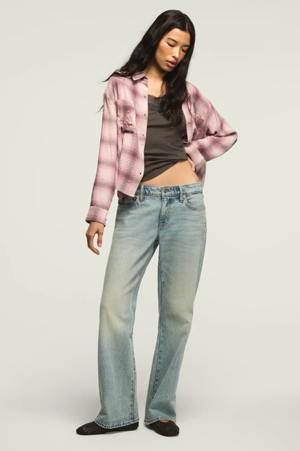 CROPPED PLAID DRAPEY SHIRT, image 2