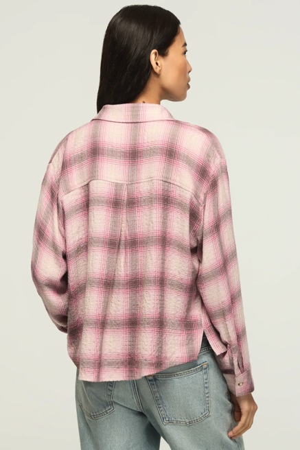 CROPPED PLAID DRAPEY SHIRT, image 3