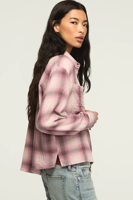 CROPPED PLAID DRAPEY SHIRT, image 4