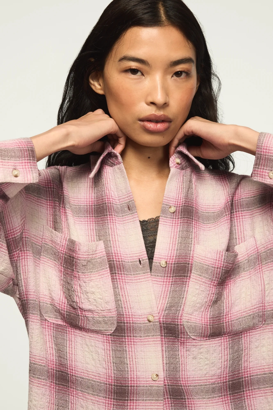 CROPPED PLAID DRAPEY SHIRT, image 5