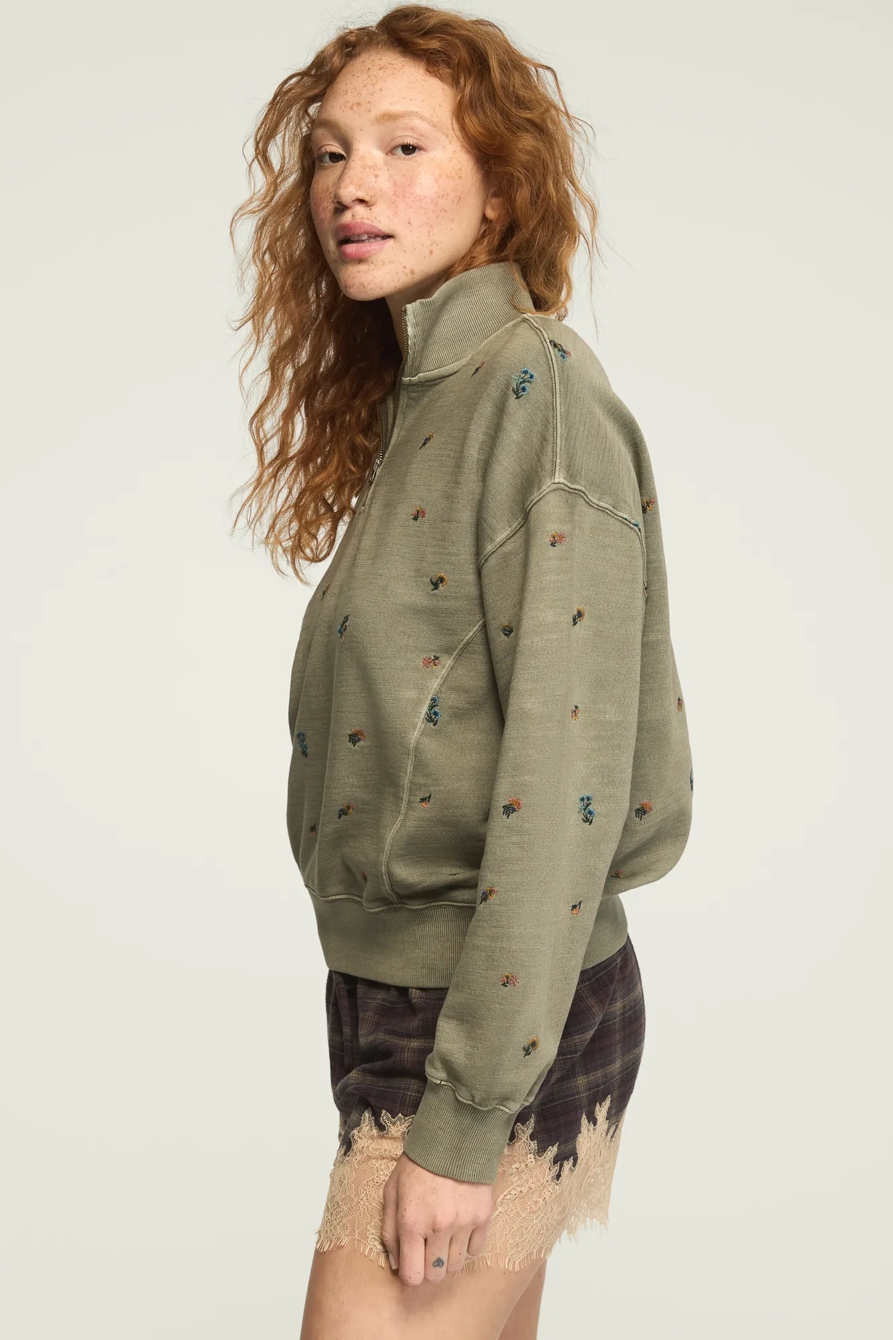 EMBROIDERED QUARTER ZIP PULLOVER, image 4