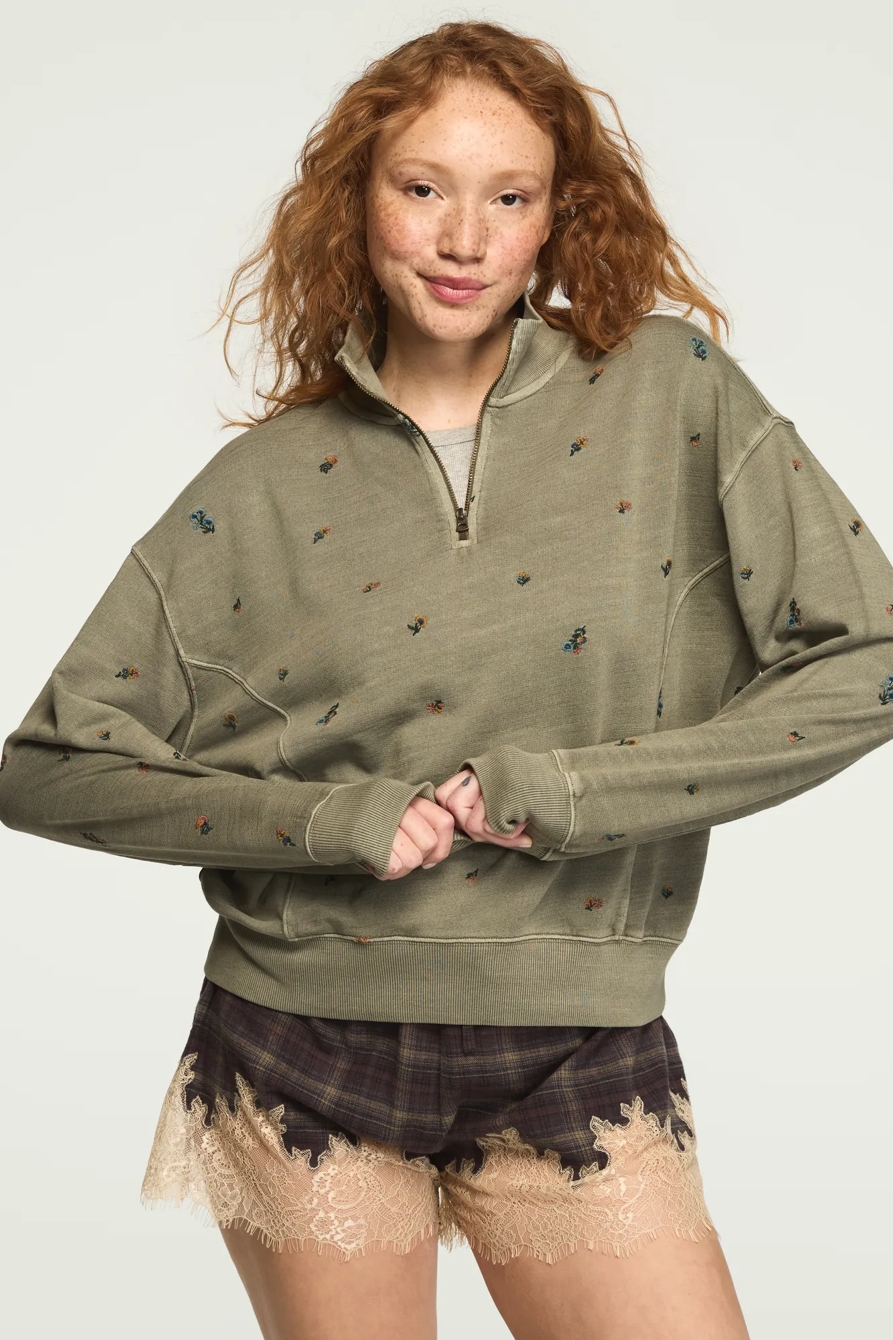 EMBROIDERED QUARTER ZIP PULLOVER, image 5