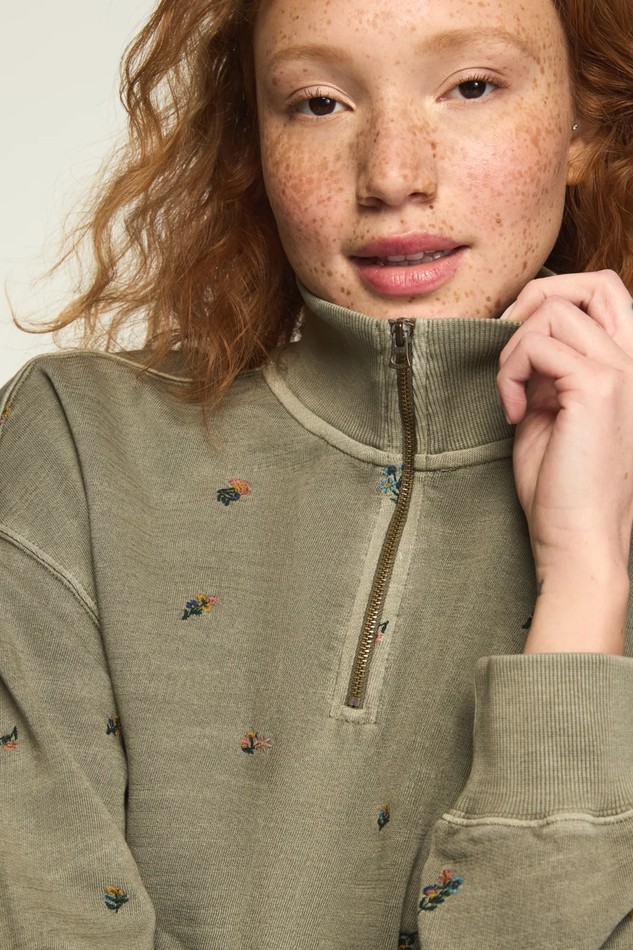 EMBROIDERED QUARTER ZIP PULLOVER, image 6