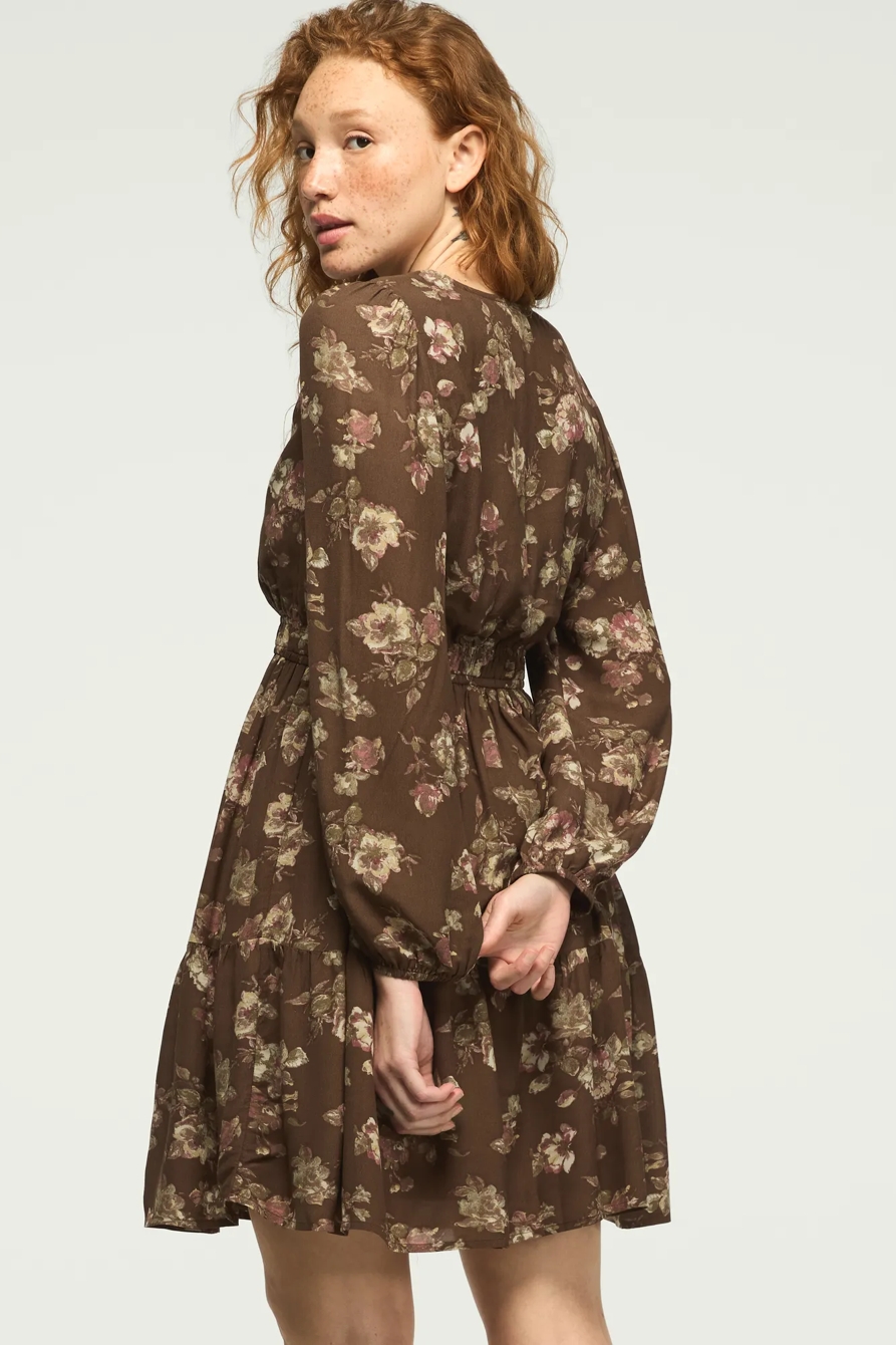 LONG SLEEVE SMOCKED WAIST MINI DRESS, image 3