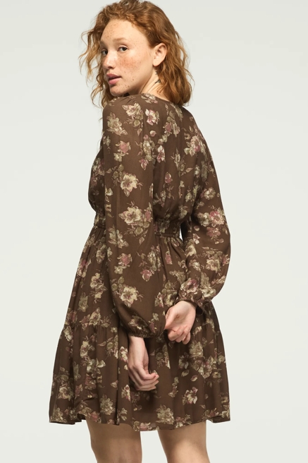 LONG SLEEVE SMOCKED WAIST MINI DRESS, image 3
