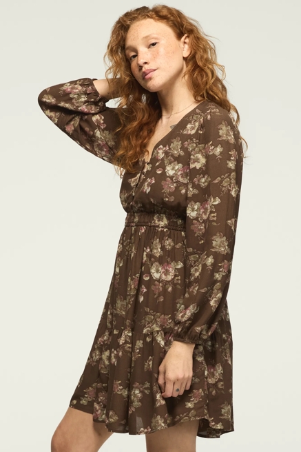 LONG SLEEVE SMOCKED WAIST MINI DRESS, image 4