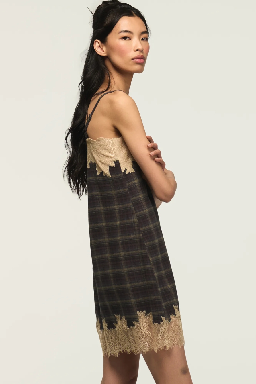 PLAID LACE TRIMMED MINI DRESS, image 5