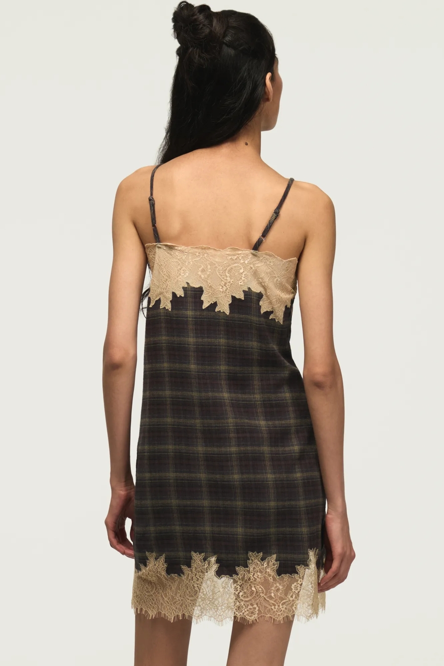 PLAID LACE TRIMMED MINI DRESS, image 6