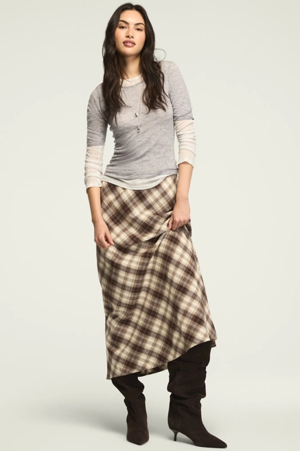 PLAID SLIP SKIRT, image 1