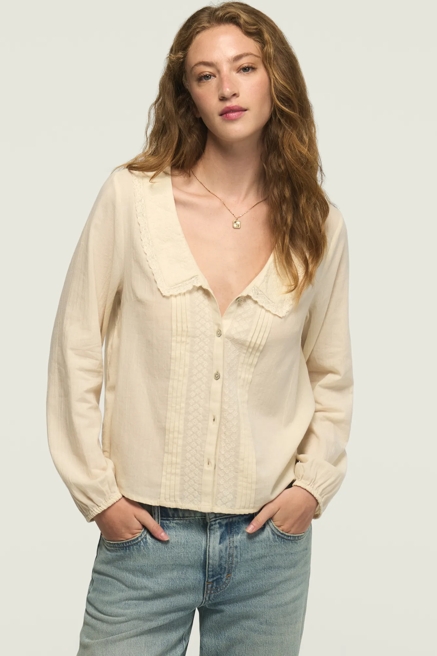 LONG SLEEVE PETER PAN COLLAR TOP, image 1