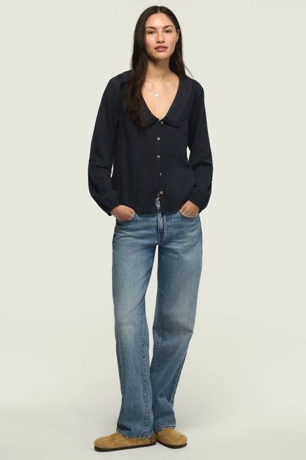 LONG SLEEVE PETER PAN COLLAR TOP, image 2