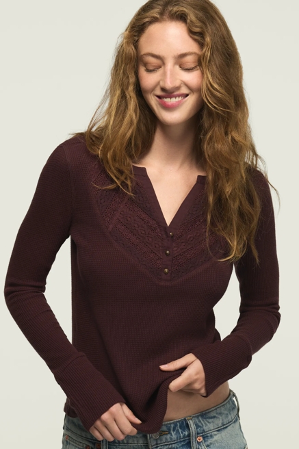 LACE TRIM MIX HENLEY, image 1