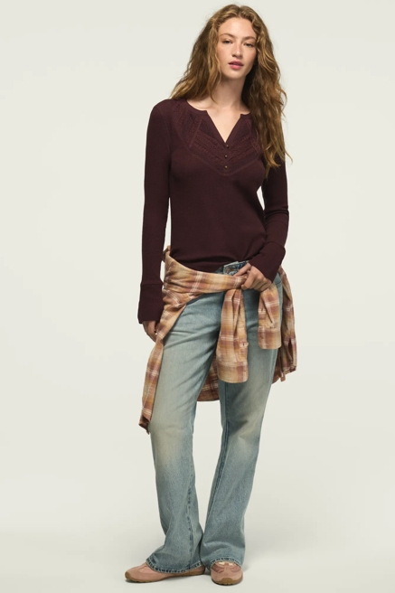 LACE TRIM MIX HENLEY, image 2