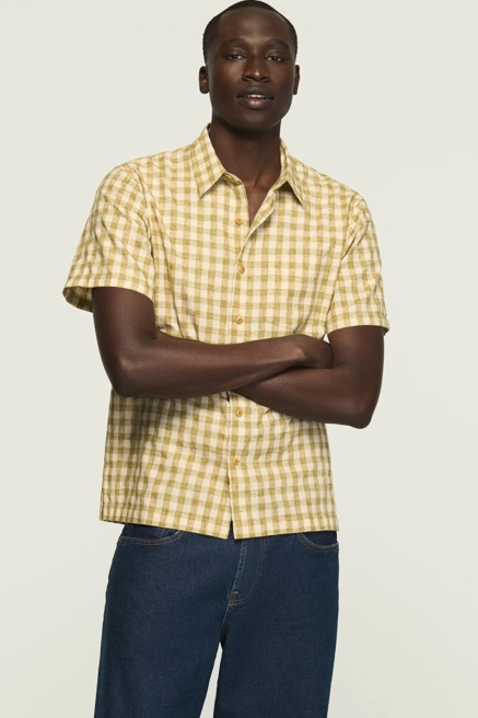 SHORT SLEEVE GINGHAM PLAID SHIRT, image 1