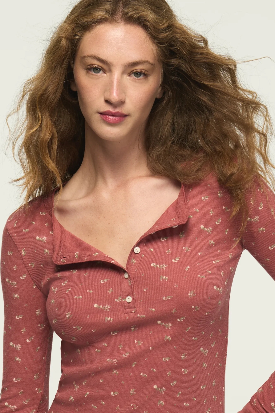 LONG SLEEVE RIBBED HENLEY, image 2