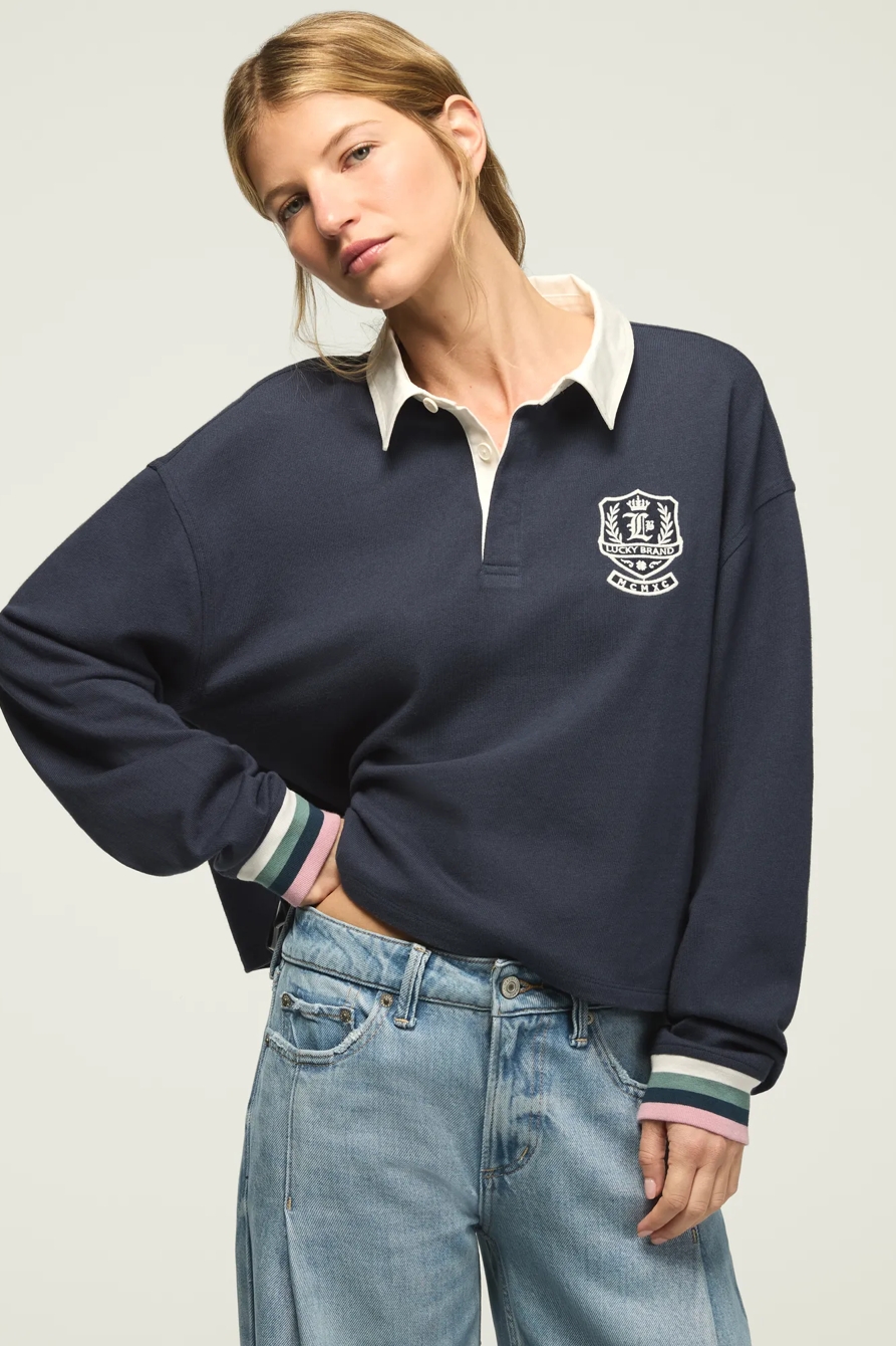 RUGBY POLO KNIT TOP, image 2